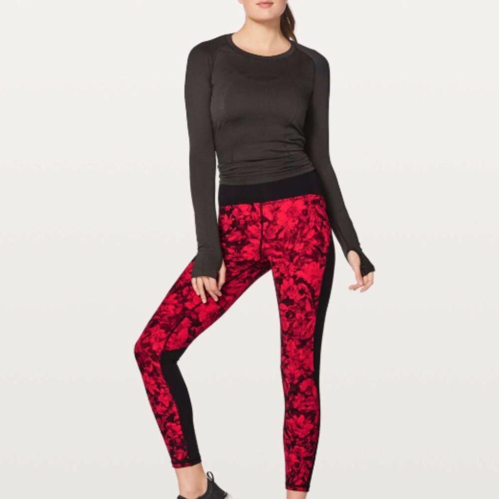 Lululemon Train Times Fast Pace Pant Special Edition 25" Red Black - Size 2